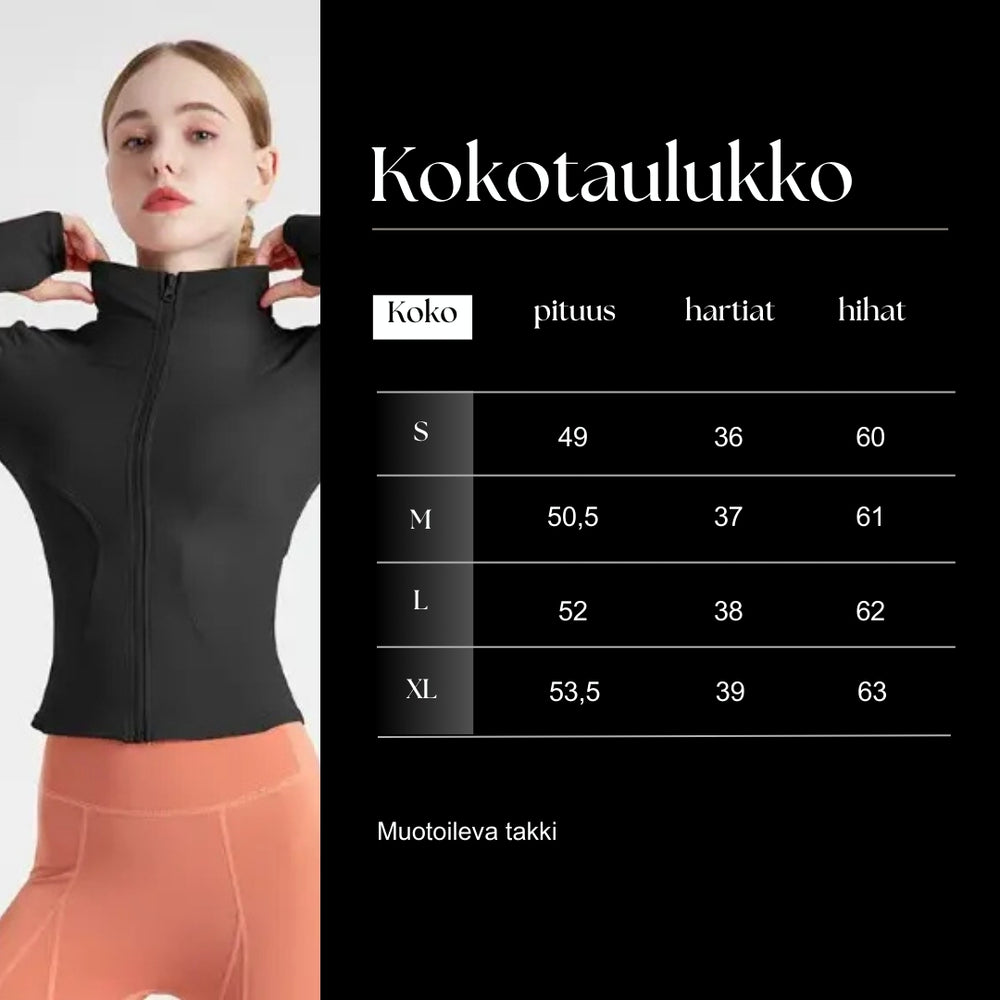 
                  
                    Muotoileva takki, Dear Dancer logolla
                  
                